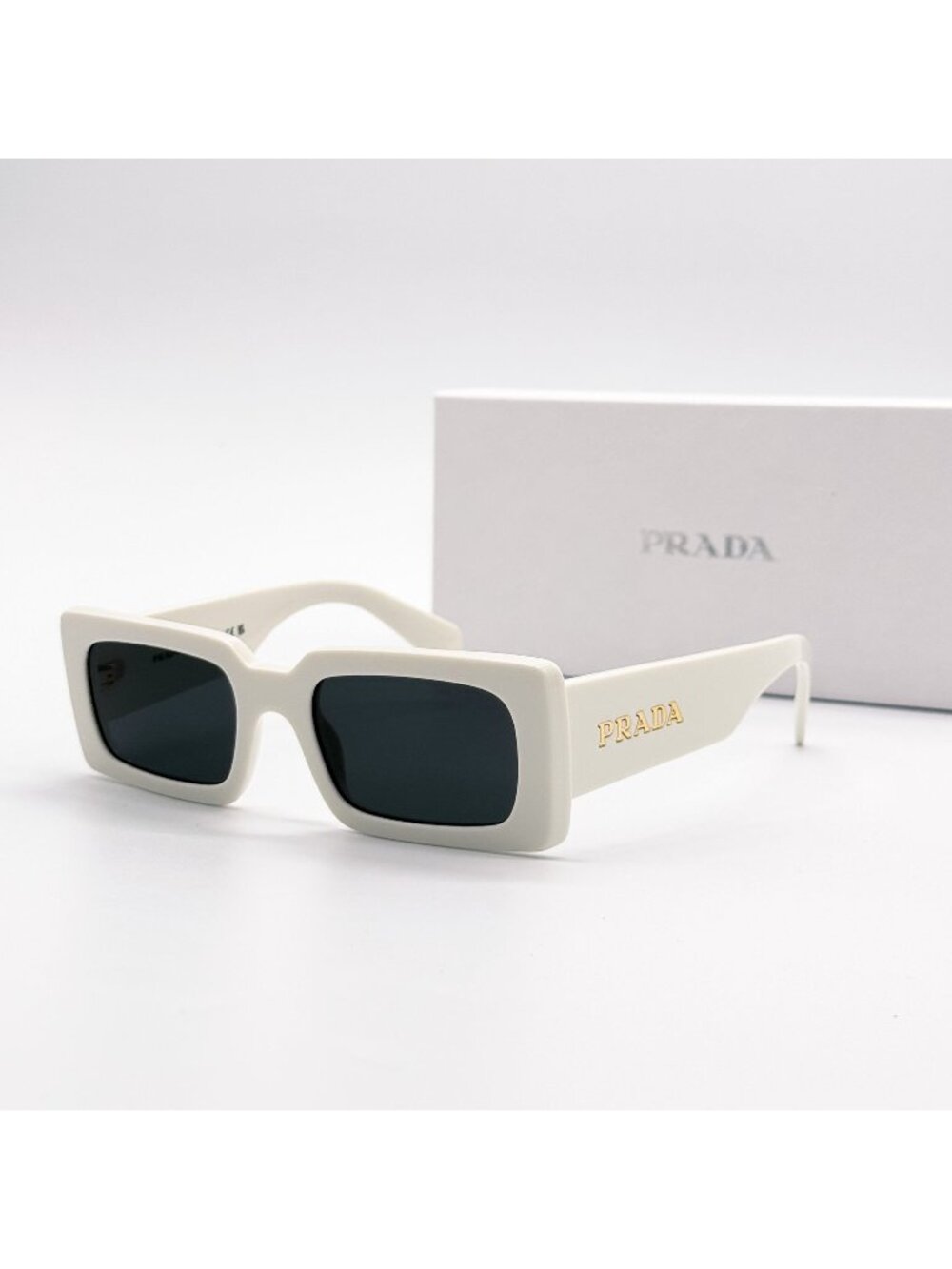 New Prada PR A07S White Square Unisex Sunglasses PRA07S 1425S0